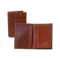 Croco Embossed Calf Leather Gusseted Card Case Wallet